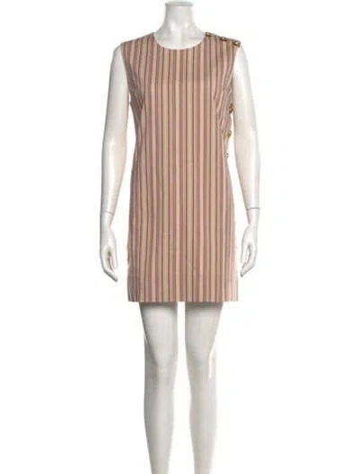 Pre-owned Buru Striped Mini Dress In Neutral