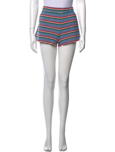 Pre-owned Buru Striped Mini Shorts In Blue