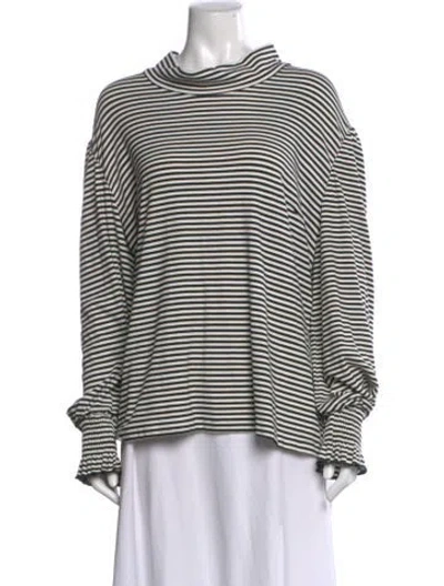 Pre-owned Buru Striped Mock Neck Top In Multi