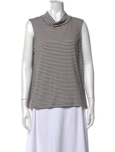 Pre-owned Buru Striped Mock Neck Top In White
