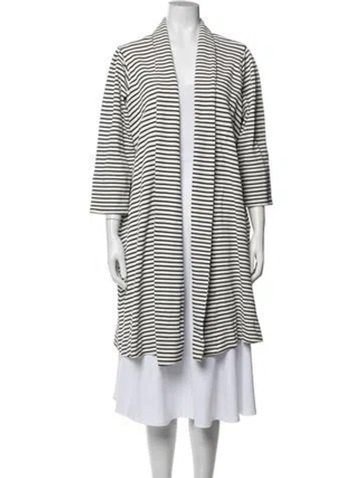 Pre-owned Buru Striped Open Front Sweater In Blue/white