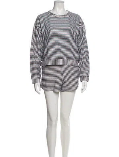 Pre-owned Buru Striped Short Set In White