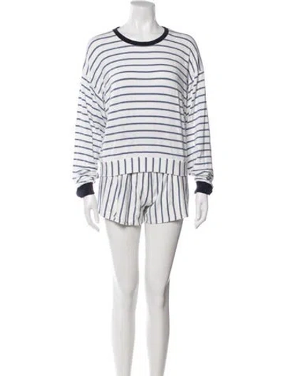 Pre-owned Buru Striped Short Set In White