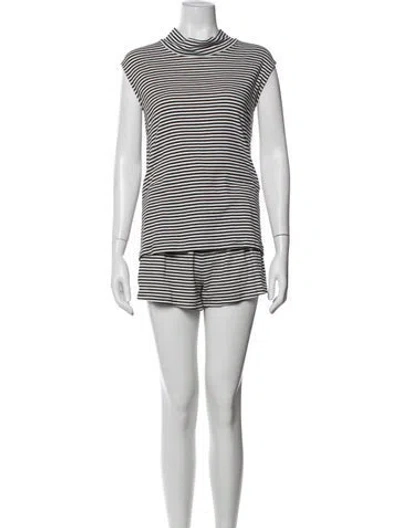 Pre-owned Buru Striped Short Set In White