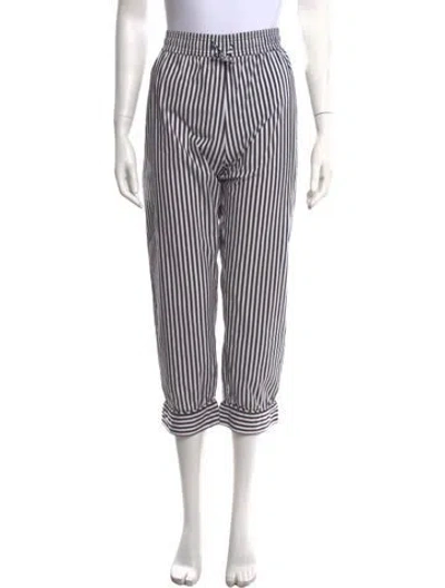 Pre-owned Buru Striped Straight Leg Pants In Black/white