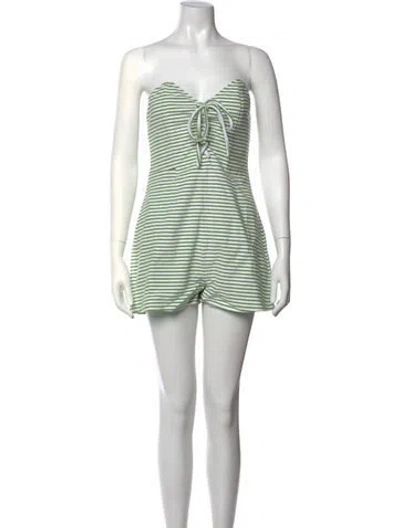 Pre-owned Buru Striped Strapless Romper W/ Tags In Black