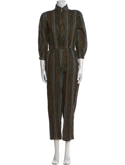 Pre-owned Buru Striped Turtleneck Jumpsuit In Black