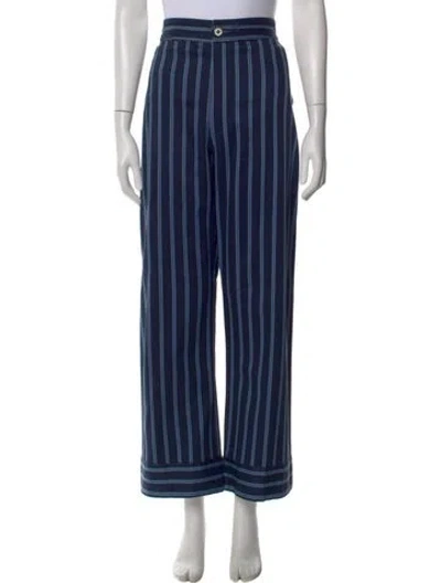 Pre-owned Buru Striped Wide Leg Pants In Blue