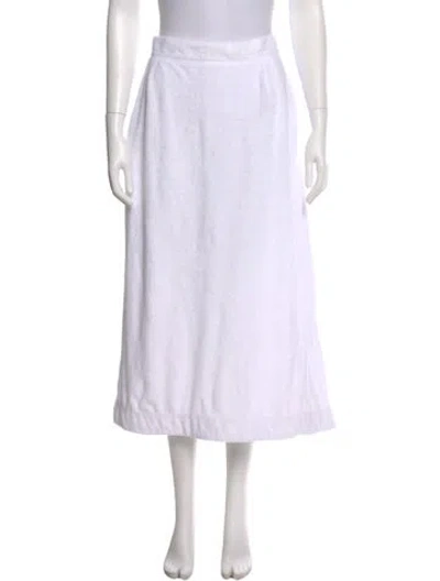 Pre-owned Buru Terry Cloth Midi Length Skirt In White
