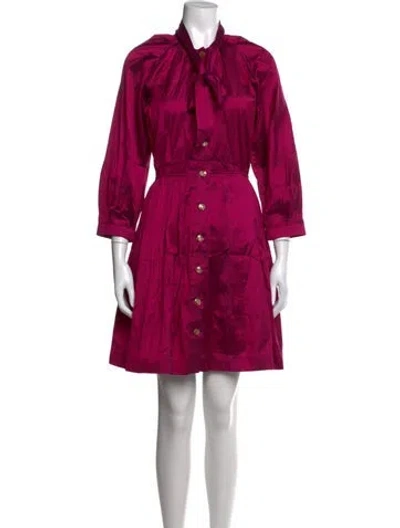 Pre-owned Buru Tie Neck Mini Dress In Pink