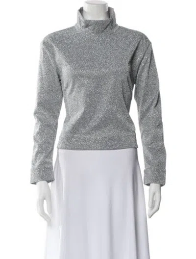 Pre-owned Buru Turtleneck Long Sleeve Sweatshirt In White