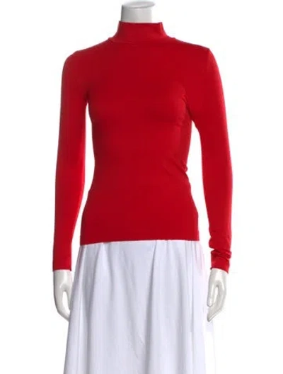 Pre-owned Buru Turtleneck Long Sleeve Top In Red