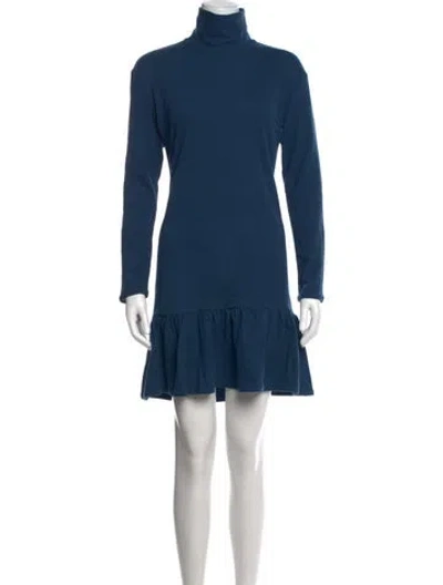Pre-owned Buru Turtleneck Mini Dress W/ Tags In Blue