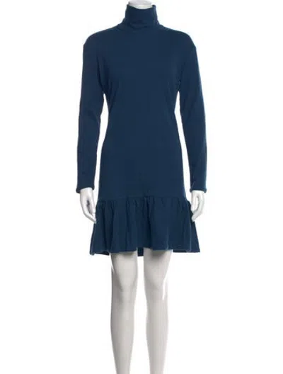 Pre-owned Buru Turtleneck Mini Dress W/ Tags In Blue