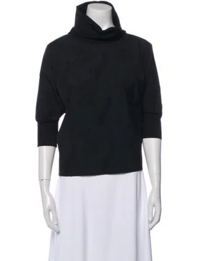 Pre-owned Buru Turtleneck Three-quarter Sleeve Top In Black