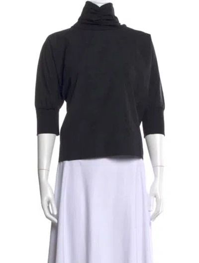 Pre-owned Buru Turtleneck Three-quarter Sleeve Top In Black
