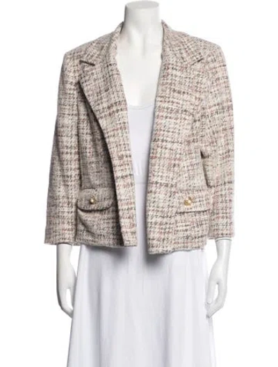 Pre-owned Buru Tweed Pattern Blazer In Neutrals