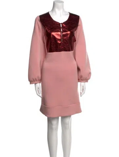Pre-owned Buru V-neck Knee-length Dress In Pink