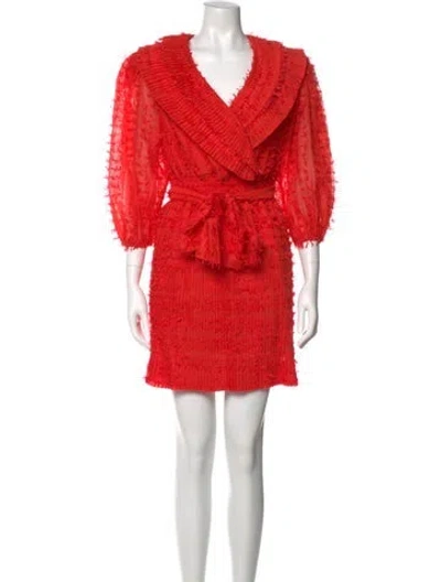 Pre-owned Buru V-neck Mini Dress In Orange