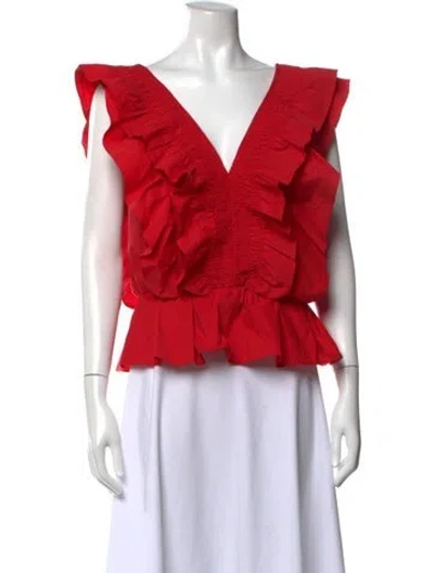 Pre-owned Buru V-neck Sleeveless Top In Red