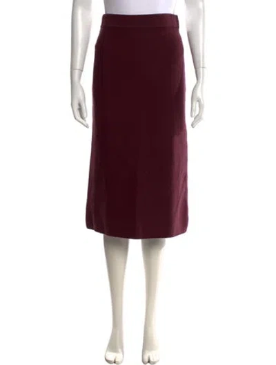 Pre-owned Buru Wool Midi Length Skirt In Burgundy