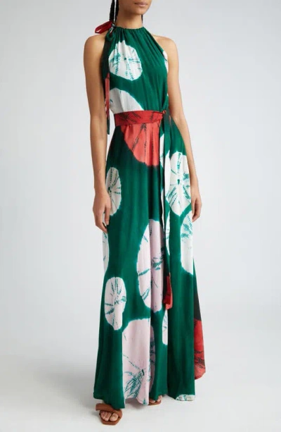 Busayo Aduke Abstract Print Maxi Dress In Green