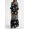 Busayo Bidemi Mixed Media Cotton Maxi Dress In Black/white