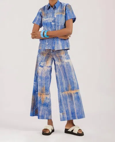 Busayo Boye Button Up Top In Blue Multi