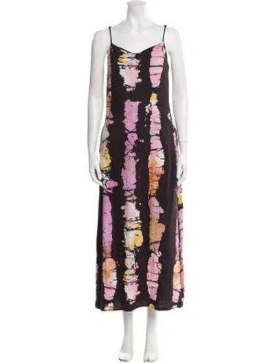 Pre-owned Busayo Floral Print Long Dress In Black