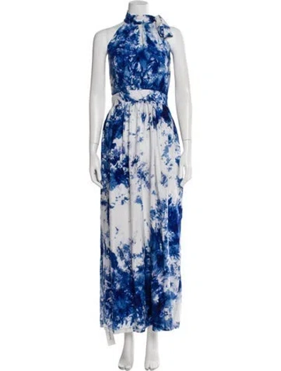Pre-owned Busayo Floral Print Long Dress In Blue