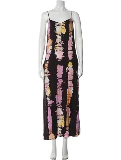 Pre-owned Busayo Floral Print Long Dress In Brown