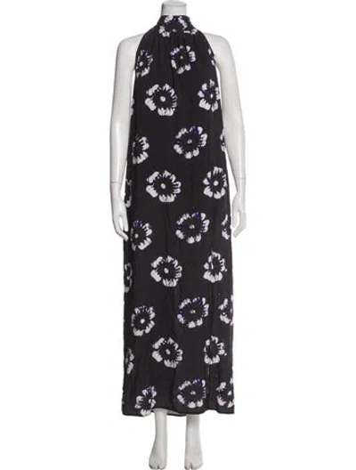 Pre-owned Busayo Floral Print Long Dress In Gray