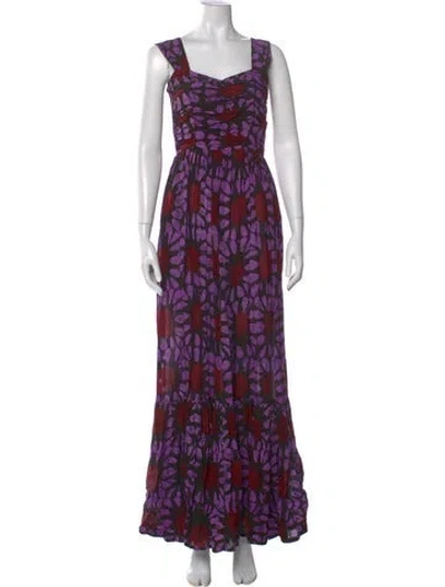 Pre-owned Busayo Floral Print Long Dress In Purple