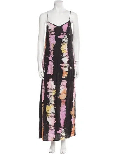 Pre-owned Busayo Floral Print Midi Length Dress In Black