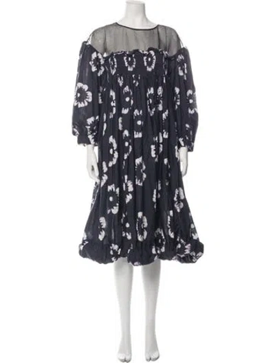 Pre-owned Busayo Floral Print Midi Length Dress In Blue