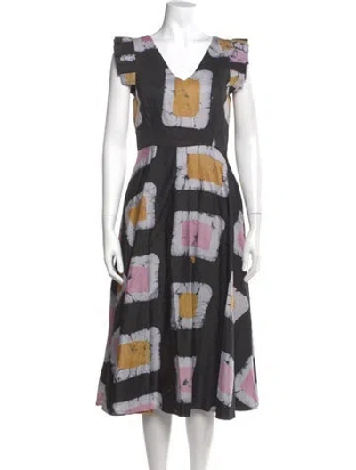 Pre-owned Busayo Floral Print Midi Length Dress In Multi