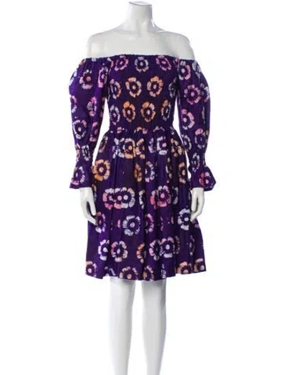 Pre-owned Busayo Floral Print Mini Dress In Purple