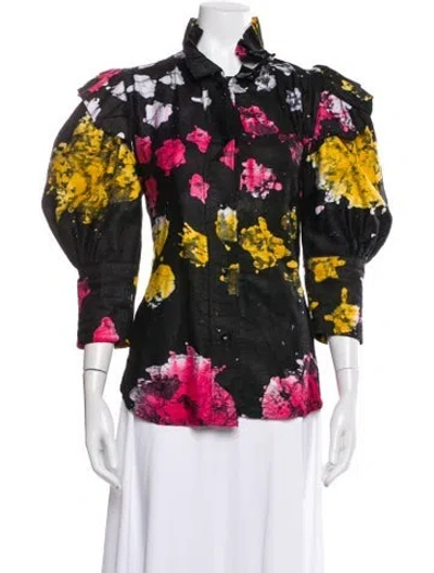 Pre-owned Busayo Floral Print Three-quarter Sleeve Blouse In Multi