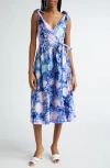 Busayo Funbi Tie Dye Cotton Midi Wrap Dress In Blue/ Pink