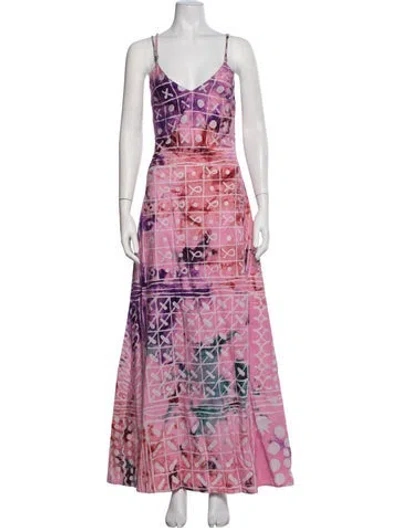 Pre-owned Busayo Patterned Long Dress W/ Tags In Pink