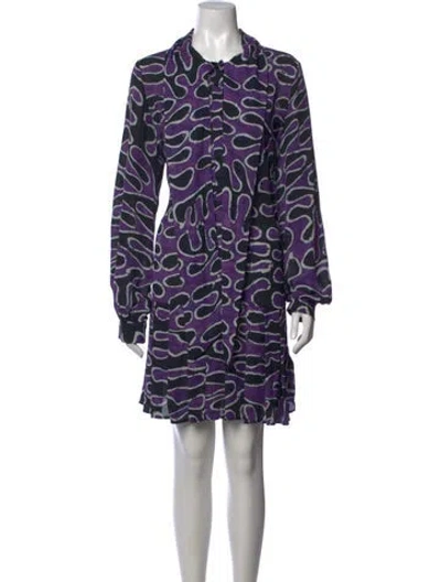 Pre-owned Busayo Patterned Mini Dress In Blue