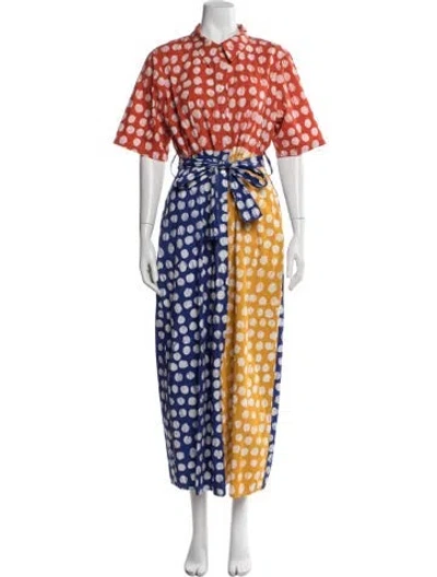 Pre-owned Busayo Polka Dot Print Long Dress In Multicolor