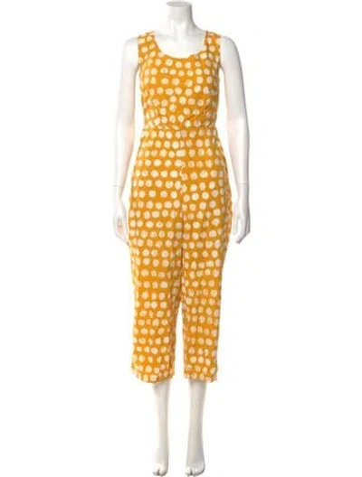 Pre-owned Busayo Polka Dot Print Scoop Neck Jumpsuit In Yellow