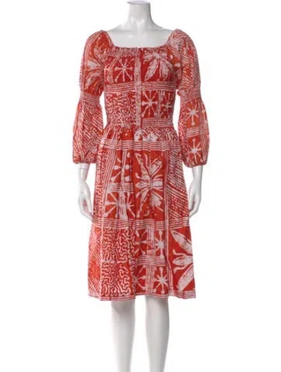 Pre-owned Busayo Printed Knee-length Dress In Orange