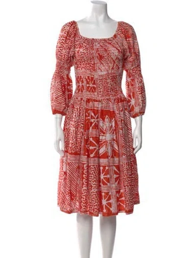 Pre-owned Busayo Printed Knee-length Dress In Orange