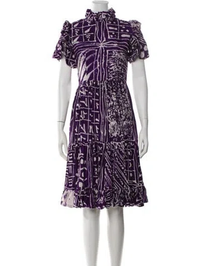 Pre-owned Busayo Printed Knee-length Dress In Purple