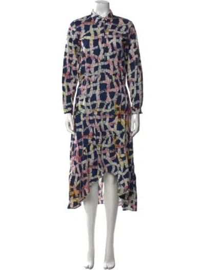 Pre-owned Busayo Printed Long Dress In Blue