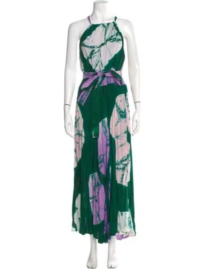 Pre-owned Busayo Printed Long Dress In Green