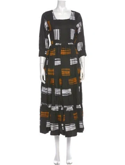 Pre-owned Busayo Printed Long Dress In Green