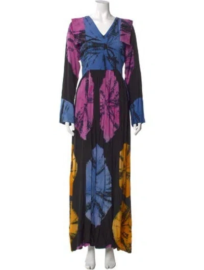 Pre-owned Busayo Printed Long Dress In Multi